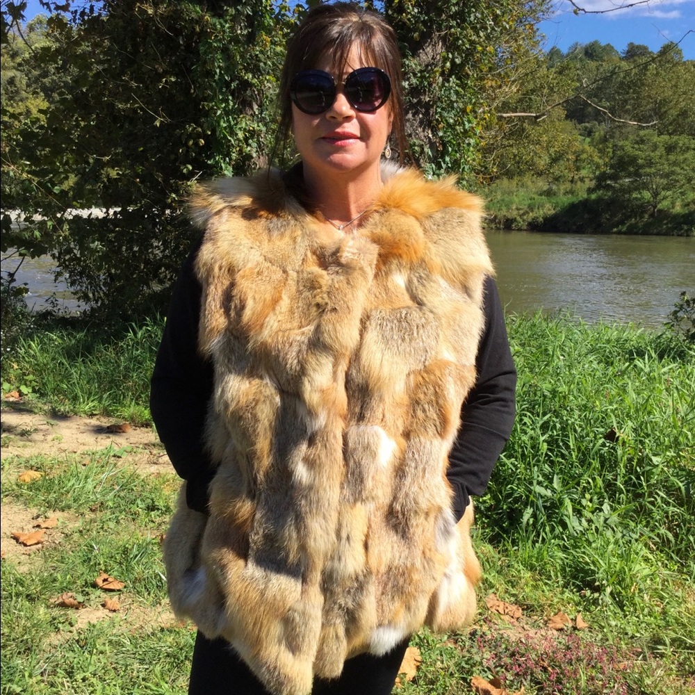 NEW Golden Red Fox Fur Vest L